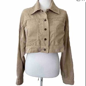 Hyfve Corduroy cropped Button Up lightweight jacket M cream women’s